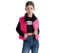 maoo garden Chaleco Hinchable de Invierno para Niñas Chaleco Corto de Plumón de Imitación Chaqueta sin mangas Ligera Resistente al Agua para Niñas Grandes Rosa 10 años