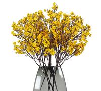 maoodoo Babys Breath - Paquete de 8 Flores Artificiales de Seda Falsa de Tacto Real, Gypsophila, decoración del hogar, Boda, Fiesta, decoración del hogar (Amarillo)