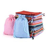 MAOOY 25 Bolsas De Yute 10x14cm Saco Yute Con Cuerda De Tracción Pequeñas Saco De Yute Llegan Bolsas De Calendario Joyas Para Recibir Regalos Navidad Diy Para La Fiesta De Bodas (Color mixto)