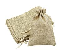 MAOQYE 10 bolsas pequeñas de arpillera con cordón para regalo, bolsas de joyería, bolsas de boda, bolsas de recuerdo de fiesta, 13 x 18 cm