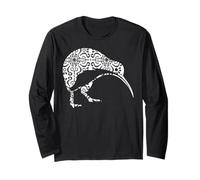 Maorí Kiwi Tribal Aborigen Nueva Zelanda Arte de Aves Manga Larga