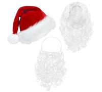 MAOSHYMS 3 Piezas Accesorios De Disfraz De Papá Noel Con Gorro, Peluca Y Barba, Traje De Navidad Para Adultos Y Niños, Nochebuena, Día De San Nicolás, Carnaval, Fiesta Navideña (A)