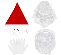 MAOSHYMS 5 Piezas Accesorios De Disfraz De Papá Noel con Gorro, Peluca Y Barba, Anteojos, Guantes, Traje De Navidad Para Adultos Y Niños, Nochebuena, Día De San Nicolás, Carnaval, Fiesta Navideña (B)