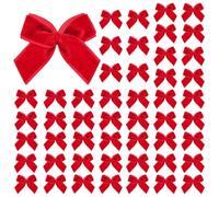 MAOSHYMS 50 Piezas Mini Fiocchi Di Natale Rossi, Piccoli Fiocchi Decorativi per Albero Di Natale, Confezioni Regalo, Biscotti, Caramelle, Matrimonio, Decorazioni Natalizie (A)