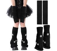 MAOSHYMS Calentadores de Piernas de Punto para Mujeres y Niñas, Leg Warmers Y2K, Guantes Largos sin Dedos, Kawaii Leg Warmers, Accesorios de Ropa Harajuku Gothic Lolita Cosplay 80s Invierno (2 Pares)