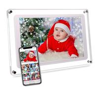 Maovz Marco de fotos digital Wi-Fi de 10.1 pulgadas con aplicación Frameo, diseño de marco acrílico, almacenamiento de 32 GB, pantalla táctil IPS, rotación automática, fácil de compartir a través de
