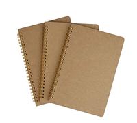MaoXinTek Bloc de Notas en Espiral A5, Cuadernos de Papel Kraft en Blanco, Cuaderno de Bocetos 100 Páginas, Perfecto para Dibujo Artístico, Notas de Aula, Diario de Viaje, Listas de Tareas (3PCS)