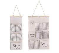 MaoXinTek Bolsa de Almacenamiento para Colgar en la Pared Creativa Plegable Tela de Lino de Algodón Organizadores para el Baño del Dormitorio 2 Piezas