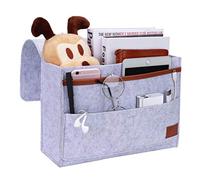 MaoXinTek Bolsillo Cama, Bolsillo Organizador para Colgar en la Cama Sofá Fieltro Bolsa de Almacenamiento con 5 Bolsillos para Control Remoto, teléfono móvil, Gafas, Gris