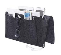 MaoXinTek Bolsillo Cama, Bolsillo Organizador para Colgar en la Cama Sofá Fieltro Bolsa de Almacenamiento con 5 Bolsillos para Control Remoto, teléfono móvil, Gafas, Gris oscuro
