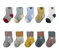 MaoXinTek Calcetines Bebé 10 Pares Cálido Dibujos Animados Alta Rodilla Calcetines Algodón para 0-2 años Niños Niña