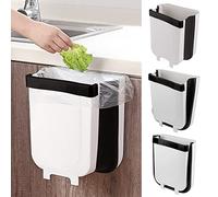 MaoXinTek Cubo de basura de plástico plegable de 9 L para colgar en la puerta del armario de la cocina, baño, coche, inodoro