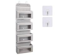 MaoXinTek Estanteria Colgante para Organizar Armarios Organizador para Puerta con 4 Bolsillos para Dormitorio, Oficina, Gris