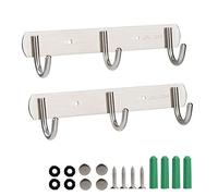 MaoXinTek Ganchos Percheros de Pared, Acero Inoxidable con 3 Ganchos, Característica Antioxidante, Ideal para Colgar en el salón o el Dormitorio (2Pack)