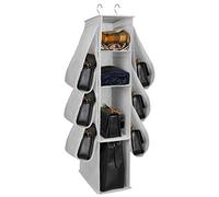MaoXinTek Organizador del Armario Bolso Organizador de 10 Compartimentos para Colgar Bolsos de Mano para Sombrero Ropa Zapatos Gris