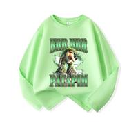 MAOXITCATY Camiseta de Manga Larga para niños, Top de Capa Base con Estampado de Dibujos Animados de Animales AI B-rainrot Italiano,Verde,130cm