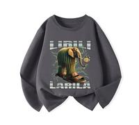 MAOXITCATY Camiseta de Manga Larga para niños, Top de Capa Base con Estampado de Dibujos Animados de Animales AI B-rainrot Italiano,Gris,160cm