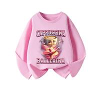 MAOXITCATY Camiseta de Manga Larga para niños, Top de Capa Base con Estampado de Dibujos Animados de Animales AI B-rainrot Italiano,Rosado,110cm