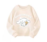 MAOXITCATY Sudadera de Cuello Redondo con Estampado de caricaturas para niñas, Sudadera Adorable de Perro de Orejas Grandes con Mangas largas,Beige,140cm