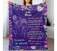 MAOYONG Manta Cálida para Nieta con Mensaje de Abuela - Cobija Decorativa y Afectiva, Suavidad Superior, Morada con Diseño Floral - Regalo con Amor Eterno (100 x 130 cm)
