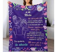 MAOYONG Manta Cálida para Nieta con Mensaje de Abuela - Cobija Decorativa y Afectiva, Suavidad Superior, Morada con Diseño Floral - Regalo con Amor Eterno (130 x 150 cm)