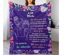 MAOYONG Manta Cálida para Nieta con Mensaje de Abuela - Cobija Decorativa y Afectiva, Suavidad Superior, Morada con Diseño Floral - Regalo con Amor Eterno (140 x 180 cm)