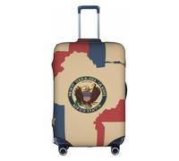 Map03 - Funda elástica para equipaje, lavable, antiarañazos, diseño de bandera de Dakota del Norte, color blanco, blanco, medium
