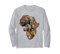 Mapa Africano de los Cinco Grandes Animales Silvestres Elefante León Manga Larga