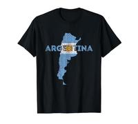 Mapa Argentino y Recuerdo de Bandera - Argentina angustiada Camiseta gráfica económica, Hombre, Negro, S