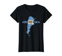 Mapa Argentino y Recuerdo de Bandera - Argentina angustiada Camiseta gráfica económica, Mujer, Negro, S