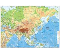 Mapa Asia físico - Papel laminado - A0 tamaño 84,1 x 118.9 cm