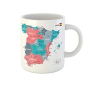 Mapa Azul De Aragón De España Mapa Gris De Las Islas Baleares Barcelona Tazas De Regalo Cerámica Tazas Té Graciosa Tazón De Café Regalos Novedosos Para Amigos Novios Trabajo 330Ml