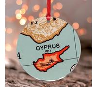 Mapa colgante de ventana acrílico manchado de Chipre acrílico manchado adorno vintage mapas náuticos bola retro mapa telón de fondo decoración para baño oficina recuerdo transparente regalo