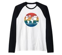 Mapa Colorido Tierra Países Continente Geografía Mapamundi Camiseta Manga Raglan