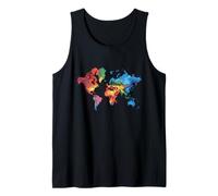 Mapa Colorido Tierra Países Continente Geografía Mapamundi Camiseta sin Mangas