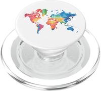 Mapa Colorido Tierra Países Continente Geografía Mapamundi PopSockets PopGrip para MagSafe