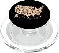 Mapa con estampado de leopardo de los Estados Unidos de América PopSockets PopGrip para MagSafe