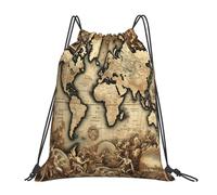 Mapa Continental Antiguo De Época Bolsa De Deporte Ligera Mochila con Cordón Fácil De Doblar Bolsa con Cordón para Escuela Senderismo Viaje 36X42Cm
