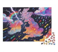 Mapa cromático del Caos meteorológico británico Puzzle De Madera Impermeable DIY Puzzles De 1000 Piezas Regalos para Adultos Desafiante Y Estimulante Rompecabezas Juegos Educativos