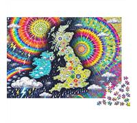 Mapa cromático del Caos meteorológico británico Puzzle De Madera Impermeable DIY Puzzles De 1000 Piezas para Adultos Imposible Rompecabezas para Decoración del Hogar