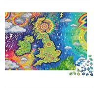Mapa cromático del Caos meteorológico británico Puzzle De Madera Impermeable DIY Puzzles De 1000 Piezas Regalos para Adultos Desafiante Y Estimulante Rompecabezas Decoración del Hogar