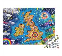 Mapa cromático del Caos meteorológico británico Puzzle De Madera Impermeable DIY Puzzles De 1000 Piezas para Adultos Colorido Rompecabezas para Decoración del Hogar