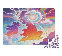 Mapa cromático del Caos meteorológico británico Puzzle De Madera Impermeable Puzzles De 1000 Piezas Regalos para Adultos Colorido Rompecabezas Decoración del Hogar