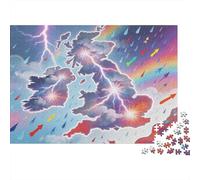 Mapa cromático del Caos meteorológico británico Puzzle De Madera Impermeable Puzzles De 1000 Piezas para Adultos Colorido Rompecabezas para Decoración del Hogar
