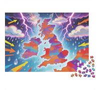 Mapa cromático del Caos meteorológico británico Puzzle De Madera Impermeable Puzzles De 1000 Piezas para Adultos Colorido Rompecabezas Juegos Educativos