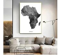 Mapa de África carteles e impresiones mapa viaje arte de la pared pintura en lienzo gris negro blanco habitación decoración del hogar pintura 23,6 "x 33,4" (60x85 cm) sin marco