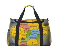 Mapa de Alemania con estampado colorido para uso diario, bolsa de transporte de mano de gran capacidad para escapadas de fin de semana