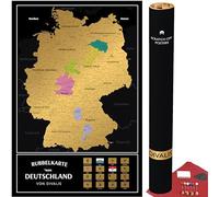 Mapa de Alemania para Rascar con Rascador Kit - Mapa de Alemania Rascable - Póster de Alemania para Rascar de Regalo - Mapa de Alemania en negro y dorado - Scratch off Germany Map