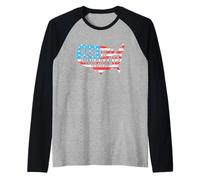 Mapa de bandera de Estados Unidos Inmigrantes Inmigrantes América Anti Racismo Camiseta Manga Raglan