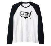 Mapa de bandera de Estados Unidos Inmigrantes Inmigrantes América Anti Racismo Camiseta Manga Raglan